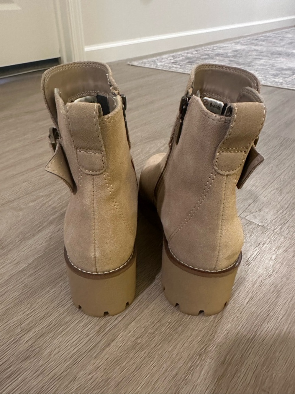 Blondo Beige Suede Buckle Ankle Booties - Picture 6 of 8